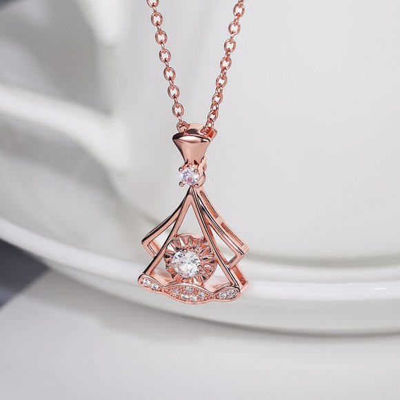 🌸Shiny Unique Shape Rose Gold Plated Necklace for Women, MARR9003 - Picture 3 of 6